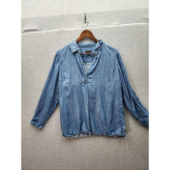 Talbots Womens Medium Blue Chambray 100% Tencel Lyocell Long Sleeve Button-Back - Picture 1 of 5